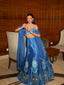 Ethereal Ocean Blue Hand-Embroidered Silk Lehenga