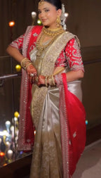 Heavily Embroidered Kanjivaram Silk Saree