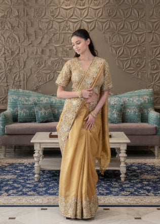 Regal Mustard Gold Silk Saree Main image