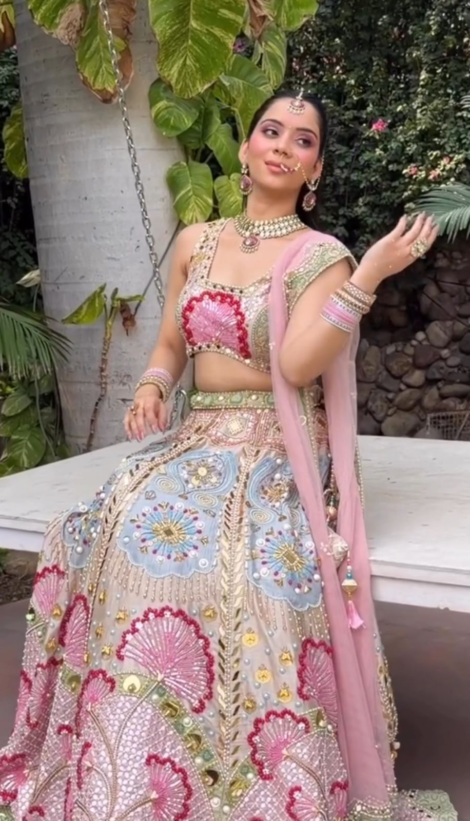 Whimsical Pastel Multi-Chalie Lehenga Set