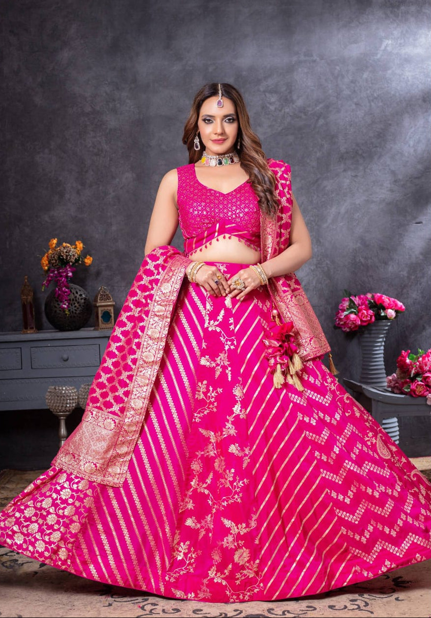 Designer Banarasi Silk Lehenga Choli Set Main image