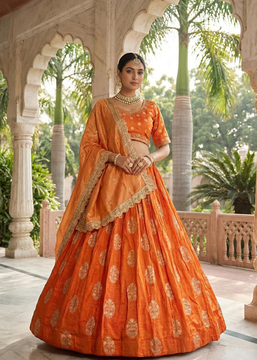 Buta Weaving Banarasi Silk Lehenga Set Main image