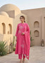 Fuchsia Pink Embroidered A-Line Kurta Set