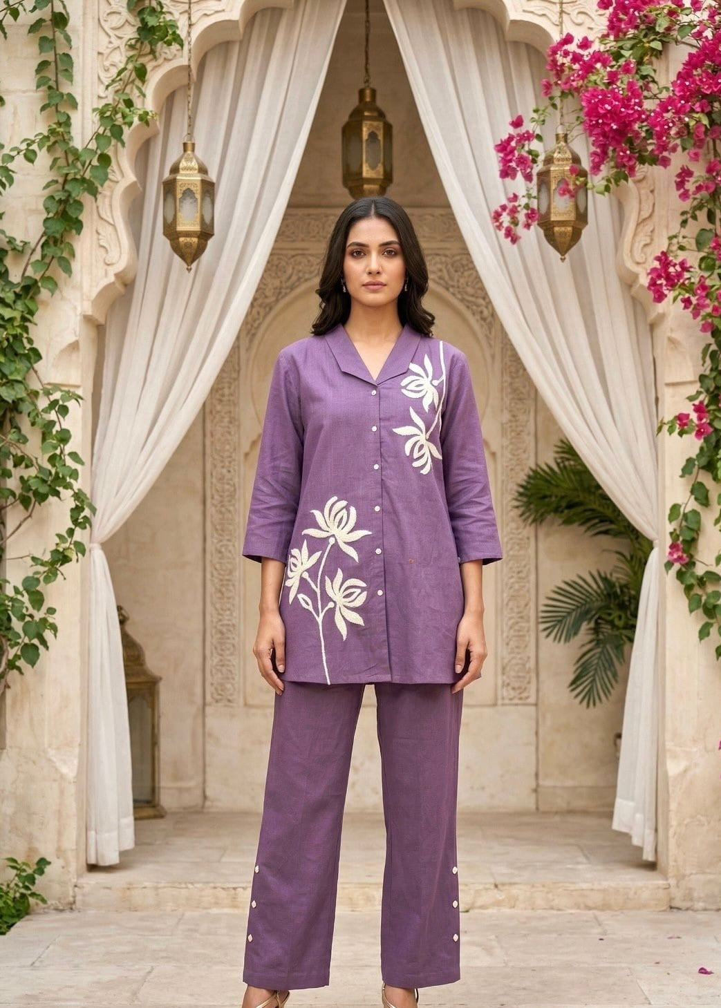 Blossom Embroidered Linen Co-ord Set Main image