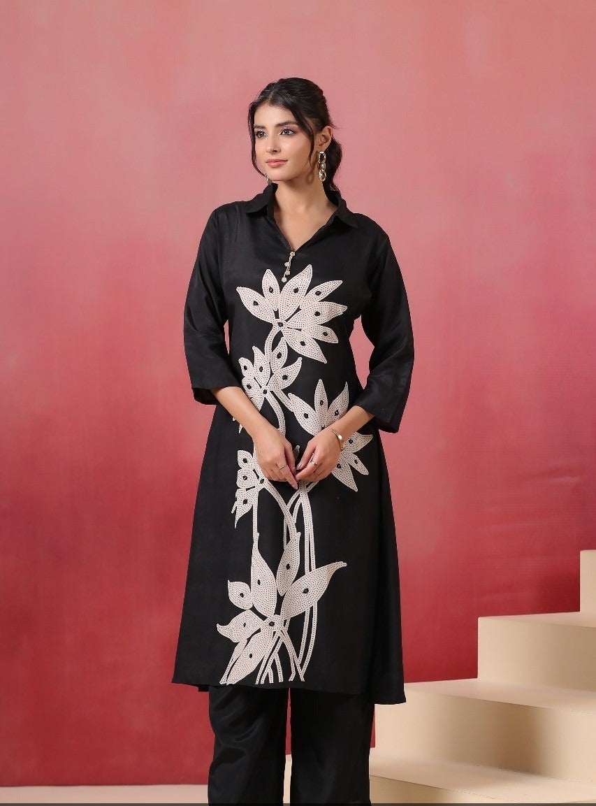 Charcoal Blossom Kurta set