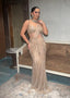 Champagne Gold Sequin Pre-Draped Saree