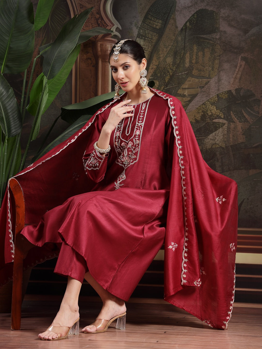 Royal Crimson Silk Co-ord Set