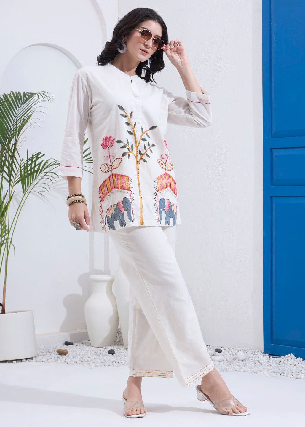 Whimsical Off-White Heritage Co-ord Set