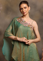 Shimmer One-Shoulder Kaftan Tunic & Palazzo Set