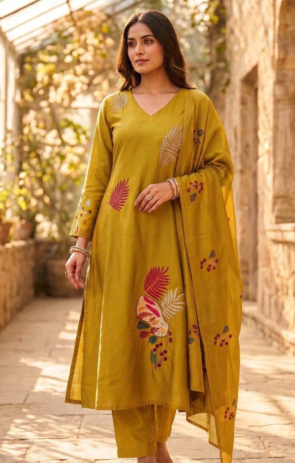 Fern Embroidered Kurti Set Main image