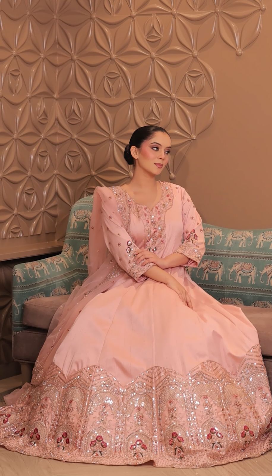 Heavy Sequin Embroidered Anarkali Gown Set