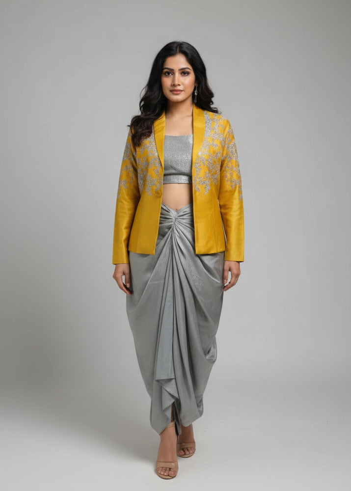 Marigold & Mist Indo-Western Fusion Set Main image