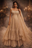 Ethereal Champagne Gold Tiered Anarkali Gown