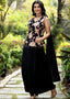 Midnight Bloom: Embroidered Peplum Kurti Set