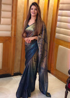 Chic Metallic Dual-Tone Satin Silk Saree