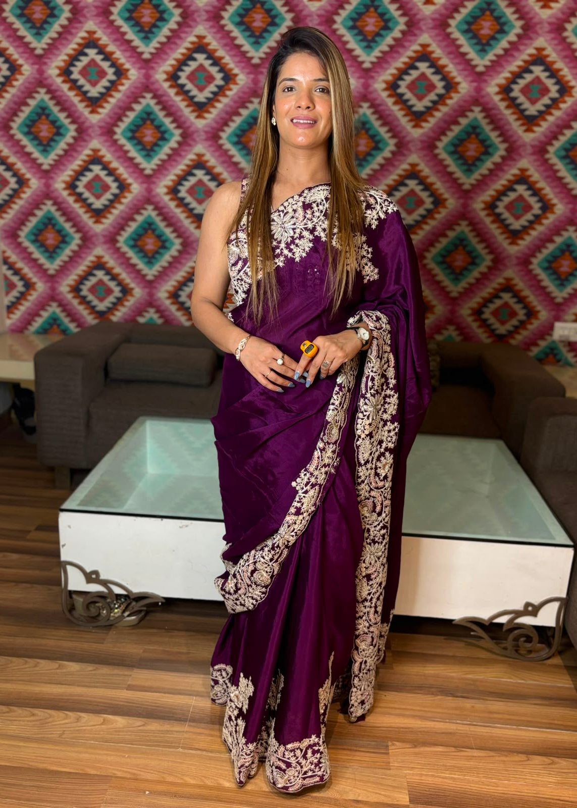 Regal Plum Serenity: Premium Silk Saree