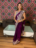 Regal Plum Serenity: Premium Silk Saree