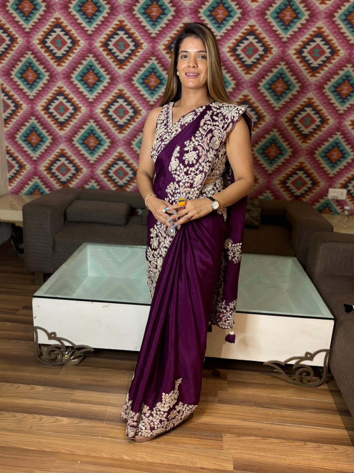 Regal Plum Serenity: Premium Silk Saree