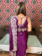 Regal Plum Serenity: Premium Silk Saree