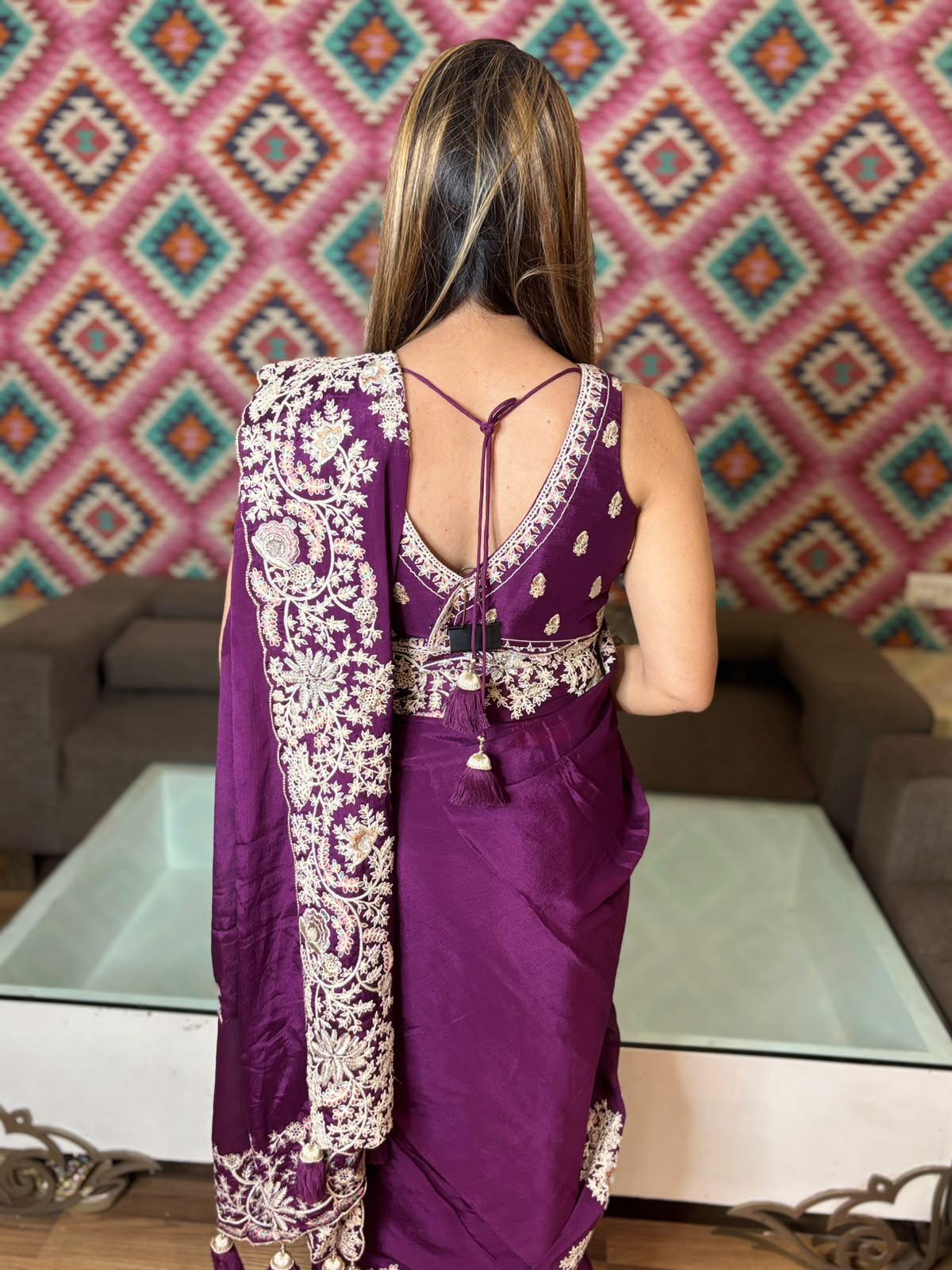 Regal Plum Serenity: Premium Silk Saree
