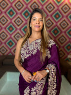 Regal Plum Serenity: Premium Silk Saree