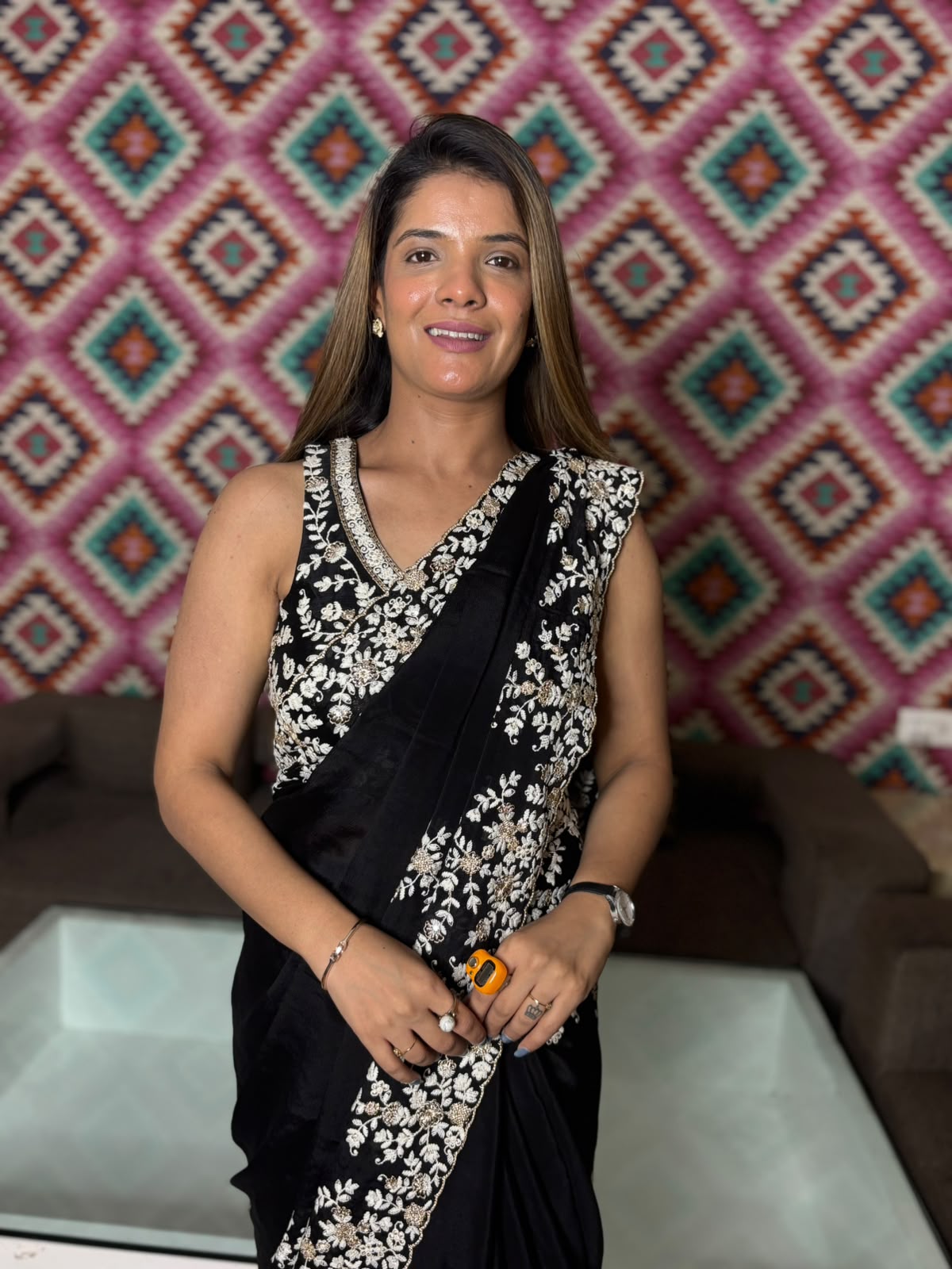 Midnight Noir Elegance: Premium Silk Saree