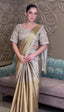 Gilded Glamour: Metallic Gold Tissue Silk Saree