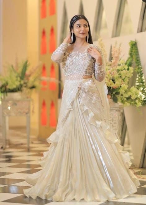 Ruffled Drape Fusion Lehenga Set Main image