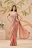 Peach Pink Shimmer Drape Saree