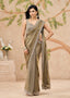 Metallic Muse: Olive Shimmer Drape Saree