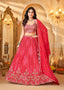 Heavily Embellished Pink Pleated Lehenga Set