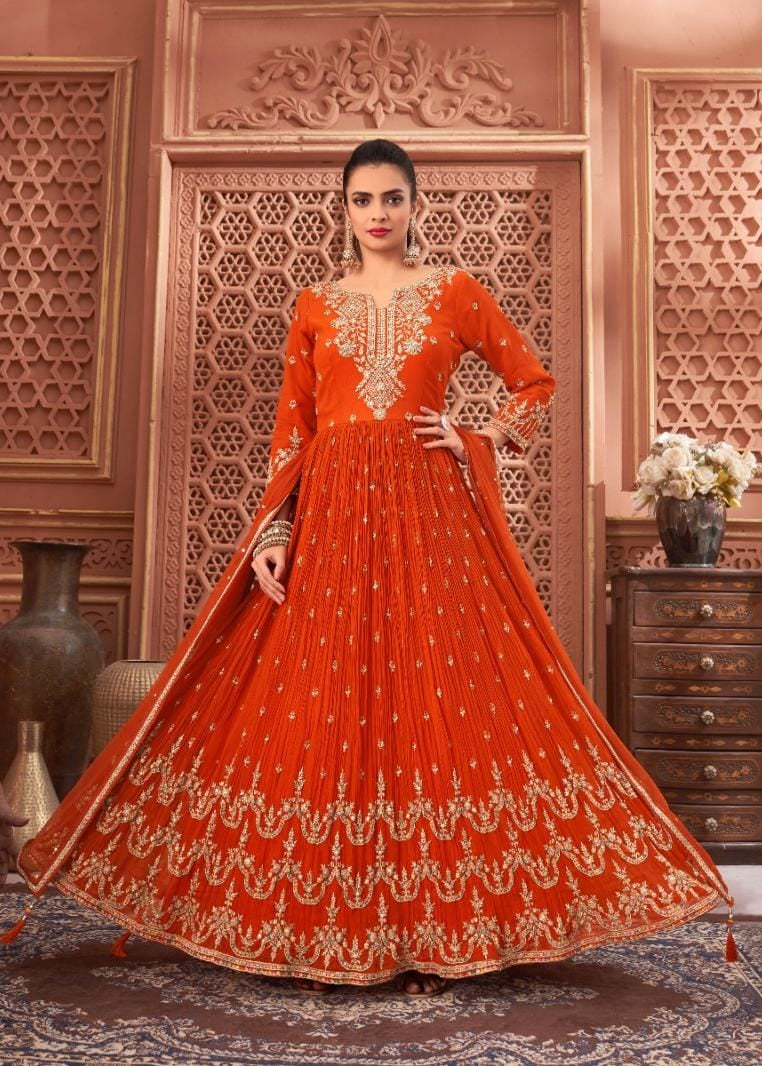 Zari Embroidered Anarkali Gown Set