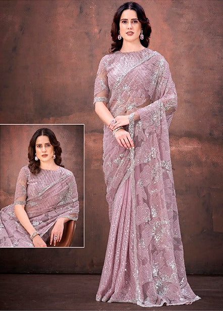 Glamorous Heavy Sequin Net Saree Main image