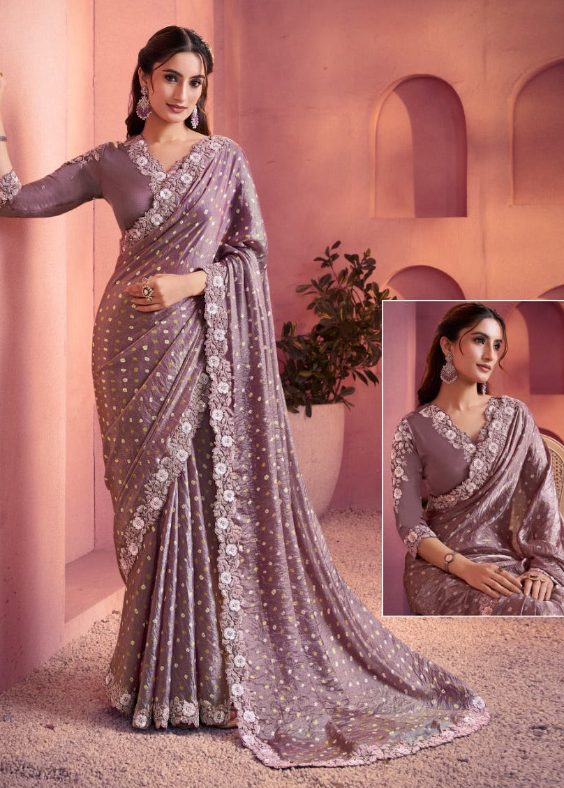Sophisticated Floral Embroidered Georgette Saree