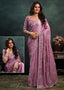 Floral Embroidered Satin Silk Saree