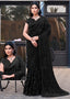 Black Heavy Sequin Embroidered Net Saree