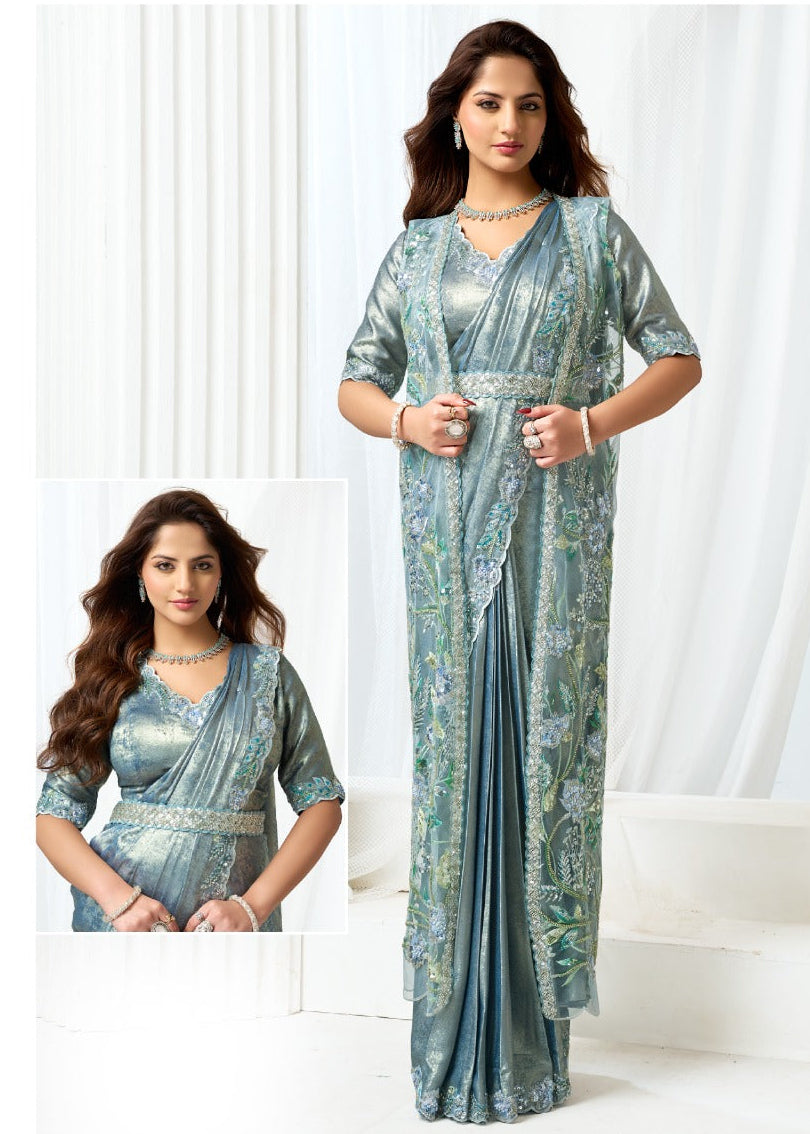 Contemporary Metallic Shimmer Saree Set