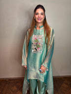 Mint Green Metallic Tissue Co-Ord Set