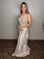 Champagne Gold Draped Skirt Fusion Set