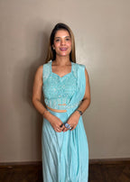 Elegant Sequined Indo-Western Drape Saree