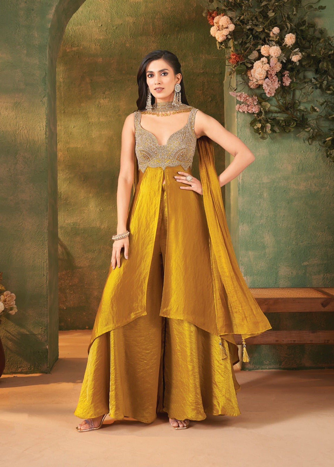 Heavily Embellished Anarkali Sharara Set Main image