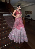 Rose Ombré Sequined Designer Lehenga Set