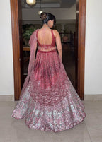 Rose Ombré Sequined Designer Lehenga Set
