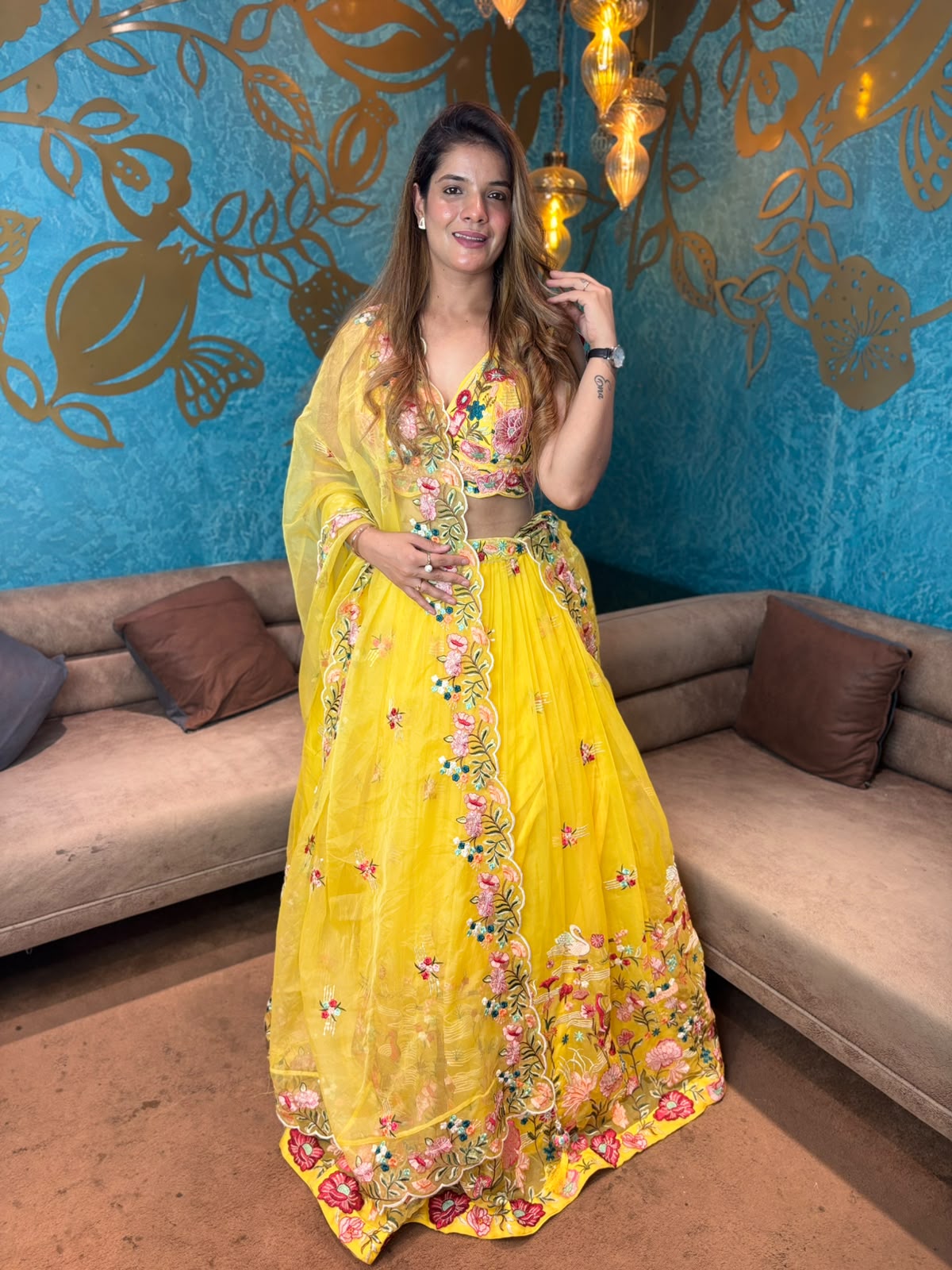 Floral Embroidered Organza Lehenga Choli Set