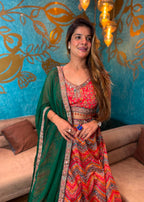 Multicolor Chevron Printed Lehenga Set