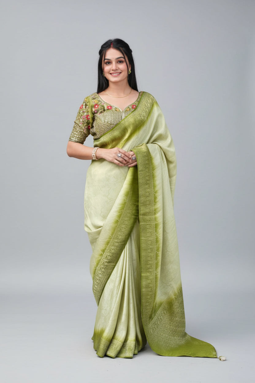 Floral Embroidered Graceful Silk Saree Main image