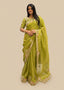 Vibrant Lime Green Organza Silk Saree