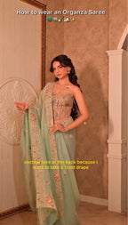 Firozi Embroidered Organza Saree