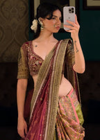 Designer Olive Green Silk Saree
