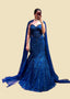 Royal Electric Blue Sequin Cape Lehenga Set